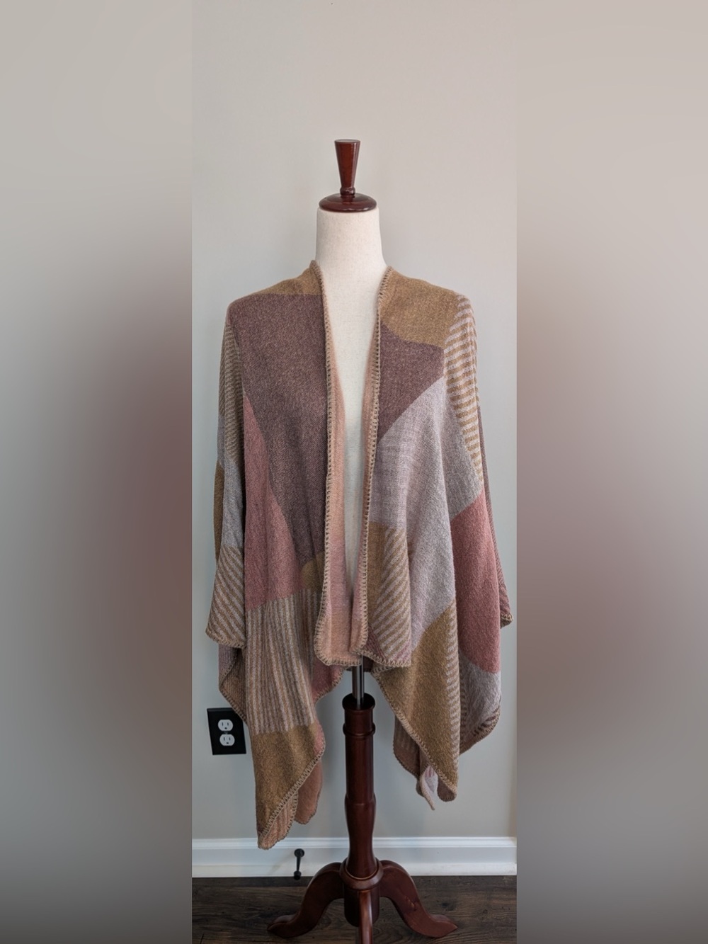 World Market Asymmetrical Abstract Shawl Wrap Cozy Soft OS - Autumn Colors